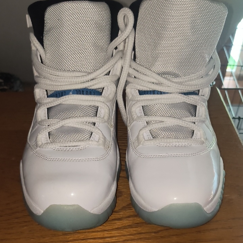 Jordan White and Light Blue High-Top Sneakers - Picture 4 of 6